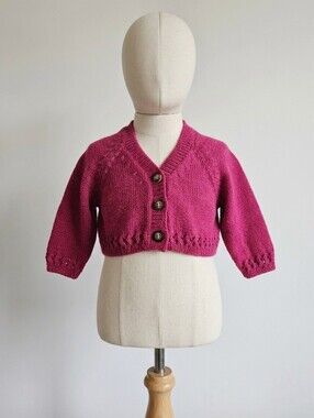 Tea Collection Bright Fuchsia Knit Baby Crop Cardigan 3-6 months